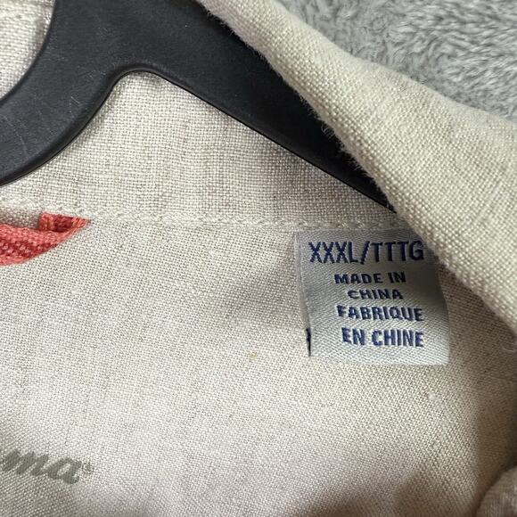 Tommy Bahama Button Up Shirt Men's XXL Linen Cream Tropical Breathable Pocket - Picture 10 of 16